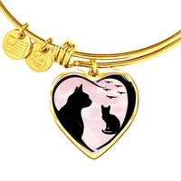 Cat Vector Art Print Heart Pendant Bangle-Free Shipping - Deruj.com