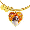 Cute Irish Red and White Setter Print Luxury Heart Charm Bangle-Free Shipping - Deruj.com
