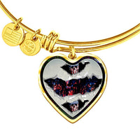 American Flag Skull Print Heart Pendant Bangle-Free Shipping - Deruj.com