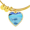 Fish Print Luxury Heart Charm Bangle-Free Shipping - Deruj.com