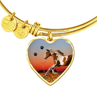 American Paint Horse Print Luxury Heart Charm Bangle-Free Shipping - Deruj.com