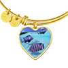 Afra Cichlid Fish Print Heart Pendant Bangle-Free Shipping - Deruj.com