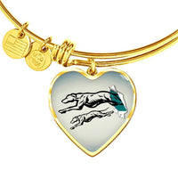 Greyhound Dog Art Print Heart Pendant Bangle-Free Shipping - Deruj.com