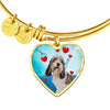 Petit Basset Griffon Vendeen Print Luxury Heart Charm Bangle-Free Shipping - Deruj.com