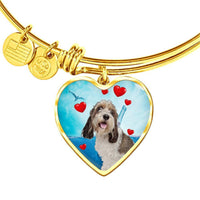 Petit Basset Griffon Vendeen Print Luxury Heart Charm Bangle-Free Shipping - Deruj.com
