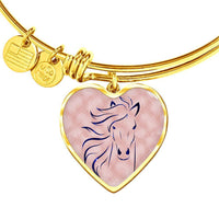 Lovely Horse Art Print Heart Pendant Bangle-Free Shipping - Deruj.com