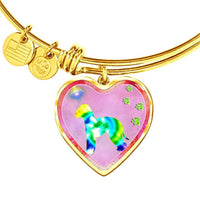 Bedlington Terrier Dog Art Print Heart Pendant Bangle-Free Shipping - Deruj.com