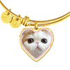 Cute Snoopy Cat Print Heart Pendant Bangle-Free Shipping - Deruj.com