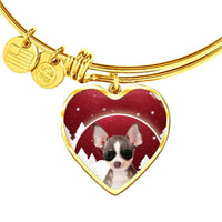 Chihuahua Print Heart Charm Bangle-Free Shipping - Deruj.com