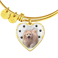 Cute Pomeranian Print Luxury Heart Charm Bangle-Free Shipping - Deruj.com