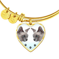 Tonkinese Cat Print Heart Pendant Luxury Bangle-Free Shipping - Deruj.com
