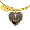 Texas Longhorn Cattle (Cow) Print Heart Pendant Luxury Bangle-Free Shipping - Deruj.com