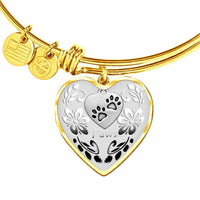 Paws Print Heart Pendant Bangle-Free Shipping - Deruj.com