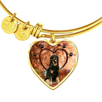 Cute Hovawart Dog Print Luxury Heart Charm Bangle-Free Shipping - Deruj.com