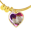 Turkish Van Cat Print Heart Pendant Bangle-Free Shipping - Deruj.com