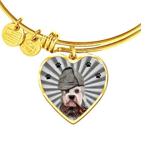 Dandie Dinmont Terrier Print Luxury Heart Charm Bangle-Free Shipping - Deruj.com