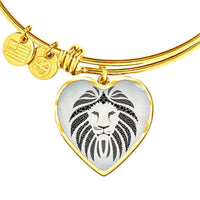 Lion Black&White Art Print Heart Pendant Bangle-Free Shipping - Deruj.com
