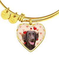 Flat Coated Retriever Print Luxury Heart Charm Bangle-Free Shipping - Deruj.com