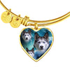 Siberian Husky Print Luxury Heart Charm Bangle-Free Shipping - Deruj.com