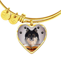 Finnish Lapphund Print Luxury Heart Charm Bangle-Free Shipping - Deruj.com