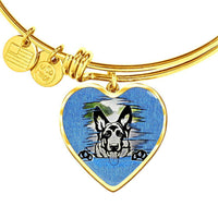 German Shepherd Dog Black Art Print Heart Pendant Bangle-Free Shipping - Deruj.com