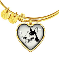 Bull Terrier Dog Art Print Heart Pendant Bangle-Free Shipping - Deruj.com