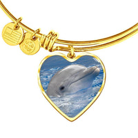 Cute Dolphin Print Heart Pendant Luxury Bangle-Free Shipping - Deruj.com