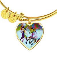 American Quarter Horse Print Heart Pendant Luxury Bangle-Free Shipping - Deruj.com