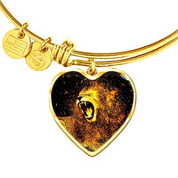 Roaring Lion Art Print Heart Pendant Bangle-Free Shipping - Deruj.com