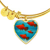 Southern Platyfish Fish Print Heart Pendant Luxury Bangle-Free Shipping - Deruj.com