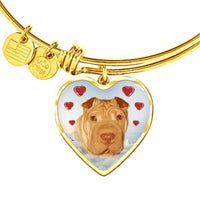 Shar Pei Print Luxury Heart Charm Bangle-Free Shipping - Deruj.com