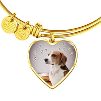 English Foxhound Print Luxury Heart Charm Bangle-Free Shipping - Deruj.com