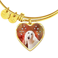 Afghan Hound Print Luxury Heart Charm Bangle -Free Shipping - Deruj.com