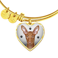 Cute Pharaoh Hound Print Luxury Heart Charm Bangle-Free Shipping - Deruj.com