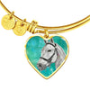 Andalusian Horse Watercolor Art Print Heart Pendant Bangle-Free Shipping - Deruj.com