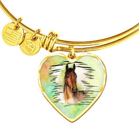 Thoroughbred Horse Art Print Heart Pendant Bangle-Free Shipping - Deruj.com