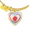 Red Paw Print Luxury Heart Charm Bangle-Free Shipping - Deruj.com