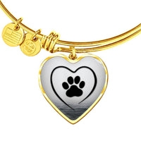 Paw Print Luxury Heart Charm Bangle-Free Shipping - Deruj.com