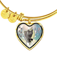 Korat Cat Print Heart Pendant Bangle-Free Shipping - Deruj.com