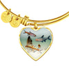 Glowlight Tetra Fish Print Heart Pendant Luxury Bangle-Free Shipping - Deruj.com