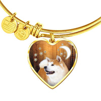 Akita Print Luxury Heart Charm Bangle -Free Shipping - Deruj.com