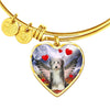 Bearded Collie Print Luxury Heart Charm Bangle -Free Shipping - Deruj.com