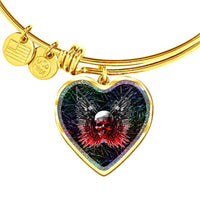 Gun And Skull Print Heart Pendant Bangle-Free Shipping - Deruj.com