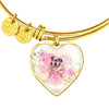 Bulldog Print Heart Charm Bangle-Free Shipping - Deruj.com
