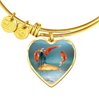 Goldfish Print Heart Pendant Luxury Bangle-Free Shipping - Deruj.com