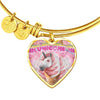 Creamy Unicorn Print Heart Pendant Luxury Bangle-Free Shipping - Deruj.com