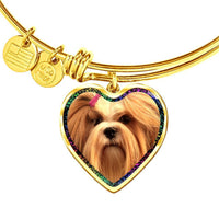 Lhasa Apso Print Heart Pendant Bangle-Free Shipping - Deruj.com