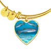 Slender Danios Fish Print Luxury Heart Charm Bangle-Free Shipping - Deruj.com