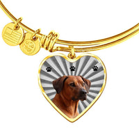 Rhodesian Ridgeback Print Luxury Heart Charm Bangle-Free Shipping - Deruj.com