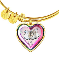 Cute Painted Cat Print Heart Pendant Bangle-Free Shipping - Deruj.com